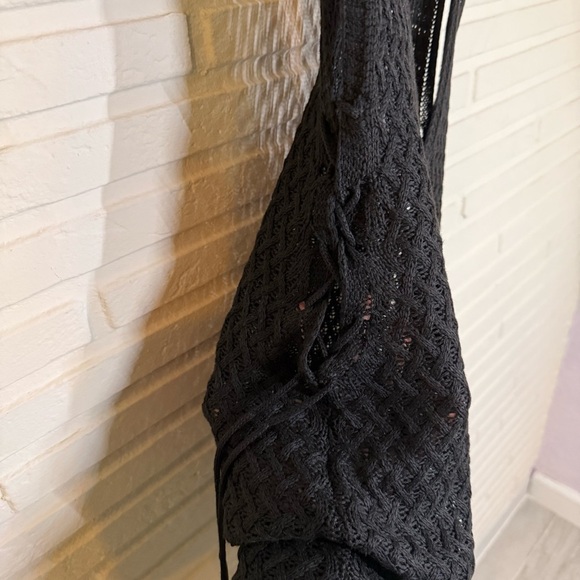 Blu Waves Black Crocheted Sleeveless Maxi Cover up Dress, Women’s Size Small - Picture 3 of 7